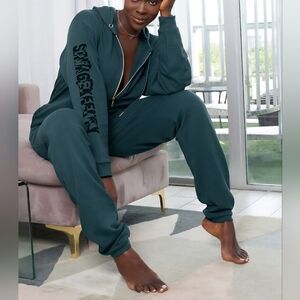 Savage x Fenty Women's Size XS Green Forever Showgirl Hooded Jumpsuit New